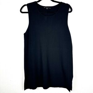 Ann Taylor Tunic Top Size Large Black Knit Sleeveless